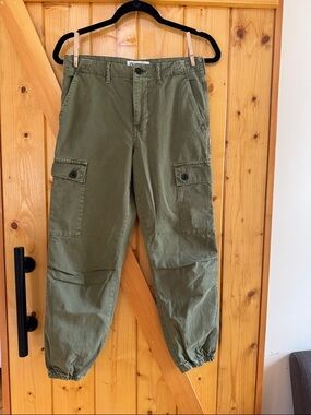 Zara Olive Green Cargo Pants with Elastic Ankles